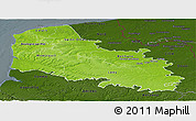 Physical Panoramic Map of Pas-de-Calais, darken