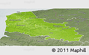Physical Panoramic Map of Pas-de-Calais, semi-desaturated
