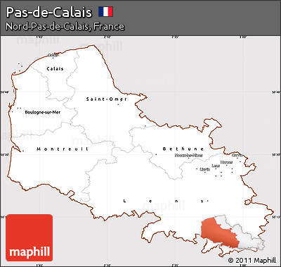 Classic Style Simple Map of Pas-de-Calais, cropped outside