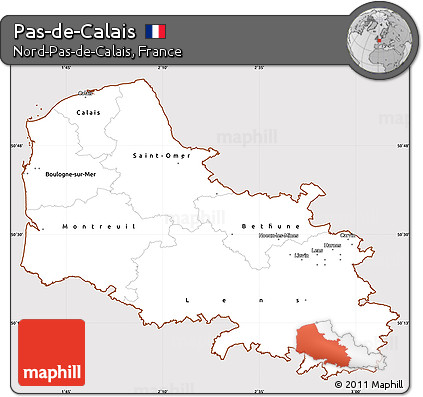 Classic Style Simple Map of Pas-de-Calais, cropped outside