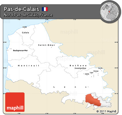 Classic Style Simple Map of Pas-de-Calais, single color outside