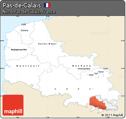 Classic Style Simple Map of Pas-de-Calais, single color outside