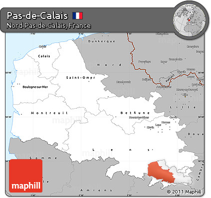 Gray Simple Map of Pas-de-Calais
