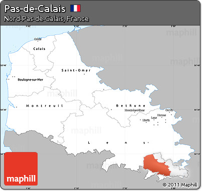 Gray Simple Map of Pas-de-Calais, single color outside