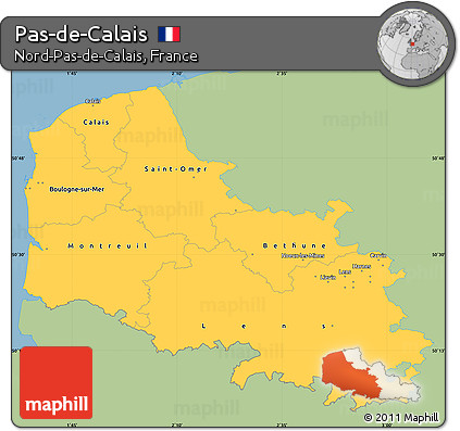 Savanna Style Simple Map of Pas-de-Calais, single color outside