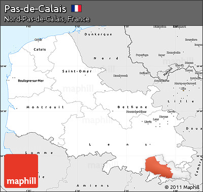 Silver Style Simple Map of Pas-de-Calais