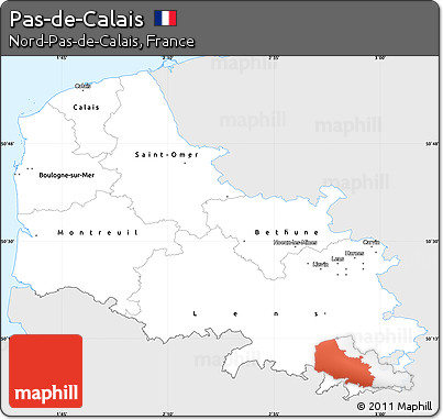 Silver Style Simple Map of Pas-de-Calais, single color outside