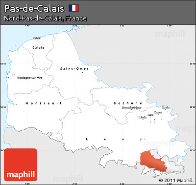 Silver Style Simple Map of Pas-de-Calais, single color outside