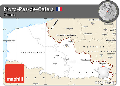 Classic Style Simple Map of Nord-Pas-de-Calais