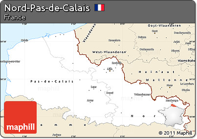 Classic Style Simple Map of Nord-Pas-de-Calais