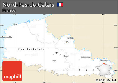 Classic Style Simple Map of Nord-Pas-de-Calais, single color outside