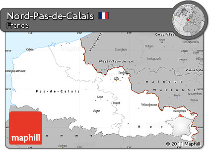 Gray Simple Map of Nord-Pas-de-Calais