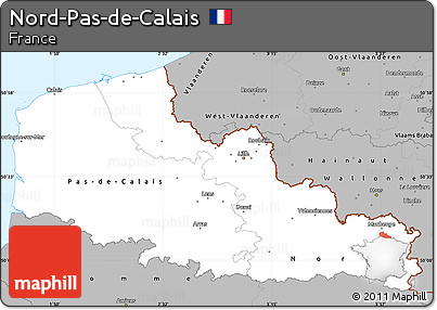 Gray Simple Map of Nord-Pas-de-Calais