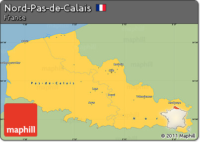 Savanna Style Simple Map of Nord-Pas-de-Calais, single color outside