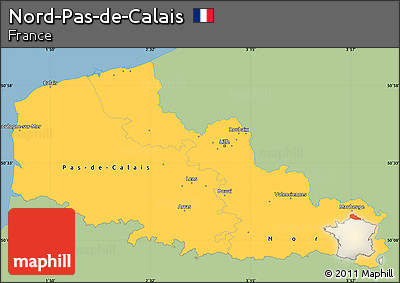 Savanna Style Simple Map of Nord-Pas-de-Calais, single color outside