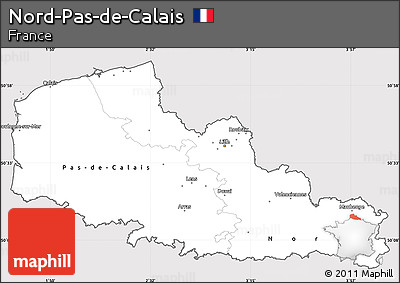 Silver Style Simple Map of Nord-Pas-de-Calais, cropped outside