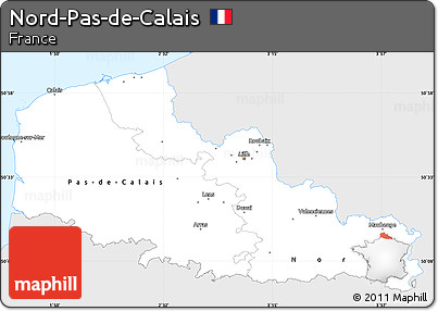 Silver Style Simple Map of Nord-Pas-de-Calais, single color outside