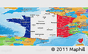 Flag Panoramic Map of France, political outside