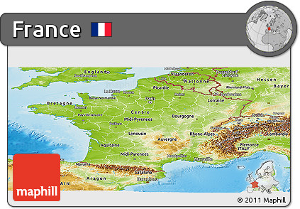 Physical Panoramic Map of France