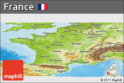 Physical Panoramic Map of France