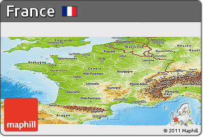 Physical Panoramic Map of France