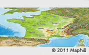 Physical Panoramic Map of France, satellite outside, shaded relief sea