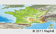 Physical Panoramic Map of France, semi-desaturated, land only