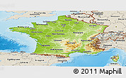 Physical Panoramic Map of France, shaded relief outside