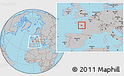Gray Location Map of Nantes, within the entire country