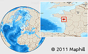 Shaded Relief Location Map of Nantes