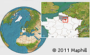 Satellite Location Map of Château-Thierry, highlighted country, highlighted grandparent region