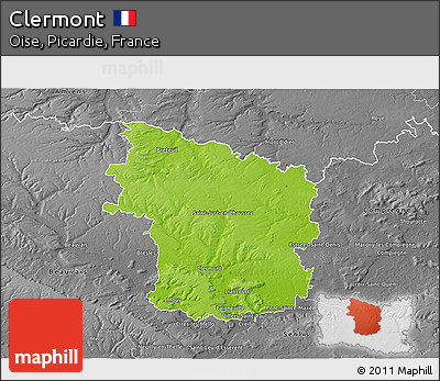 Physical 3D Map of Clermont, desaturated