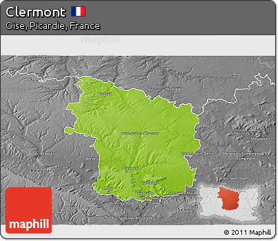 Physical 3D Map of Clermont, desaturated
