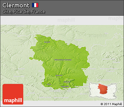 Physical 3D Map of Clermont, lighten