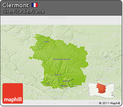 Physical 3D Map of Clermont, lighten