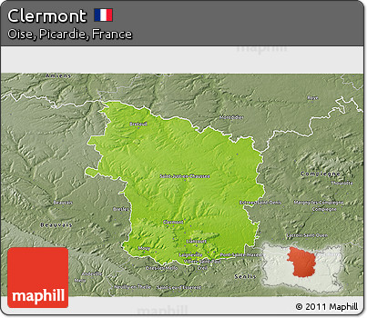 Physical 3D Map of Clermont, semi-desaturated