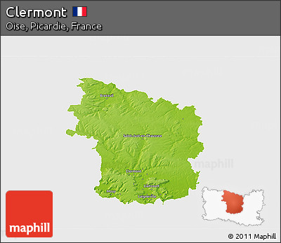 Physical 3D Map of Clermont, single color outside
