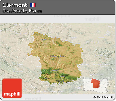 Satellite 3D Map of Clermont, lighten