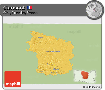 Savanna Style 3D Map of Clermont, single color outside