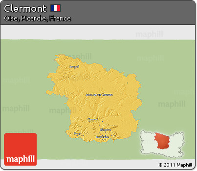 Savanna Style 3D Map of Clermont, single color outside