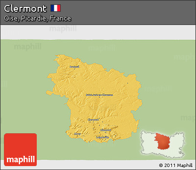 Savanna Style 3D Map of Clermont, single color outside