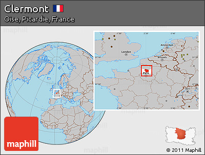 Gray Location Map of Clermont, highlighted parent region