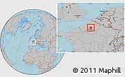 Gray Location Map of Clermont, hill shading