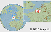 Savanna Style Location Map of Clermont, highlighted grandparent region, hill shading