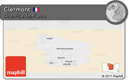 Classic Style Panoramic Map of Clermont, single color outside
