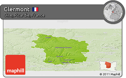 Physical Panoramic Map of Clermont, lighten