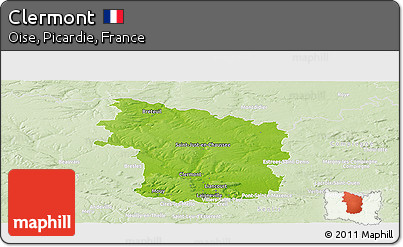 Physical Panoramic Map of Clermont, lighten