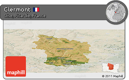 Satellite Panoramic Map of Clermont, lighten