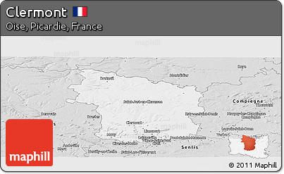 Silver Style Panoramic Map of Clermont