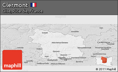 Silver Style Panoramic Map of Clermont
